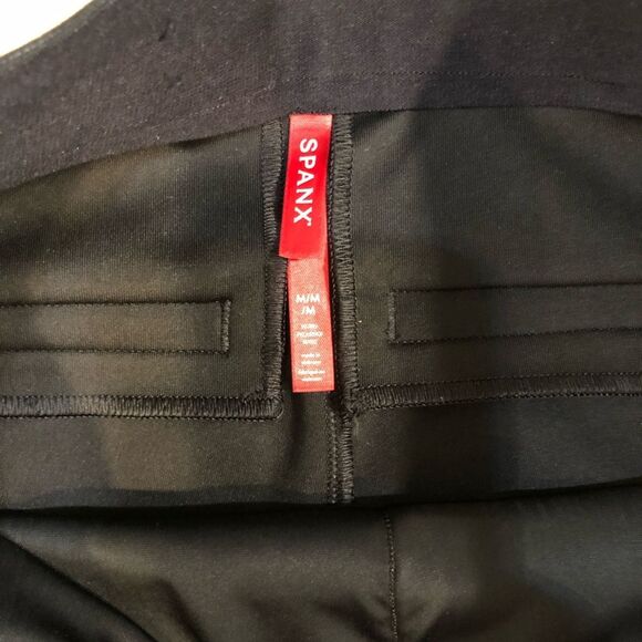 Spanx Slim Straight Pull On Pant Faux Leather Brown Ankle Length Size Medium - Picture 12 of 13